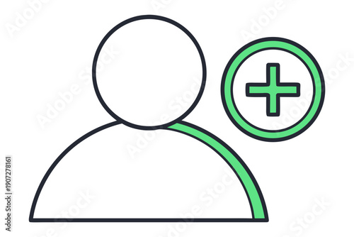 Add User Icon Plus Sign Symbol Digital Account Management