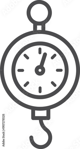 Spring balance scales line icon. Weight measure