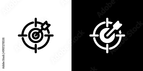 Target icon concept with flat Black White Background. Vector illustration.