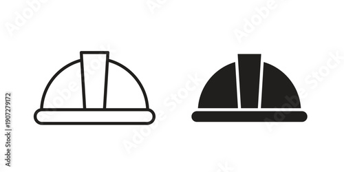 Hard hat icon. Outline and flat icons collection. EPS10