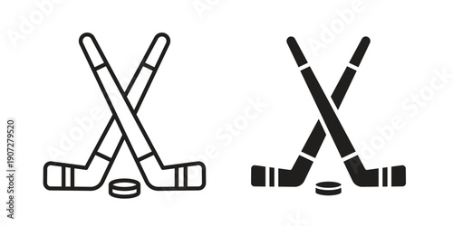Hockey icon. Outline and flat icons collection. EPS10