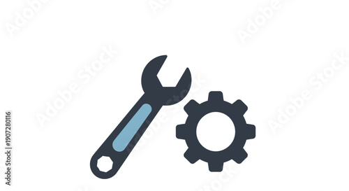 Wrench and gear icon representing maintenance repair and mechanical engineering
