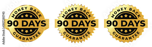 90 Days Money Back Guarantee Badge Set – Gold Refund Assurance Seal Collection
