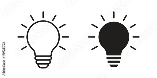 Lightbulb icon. Outline and flat icons collection. EPS10