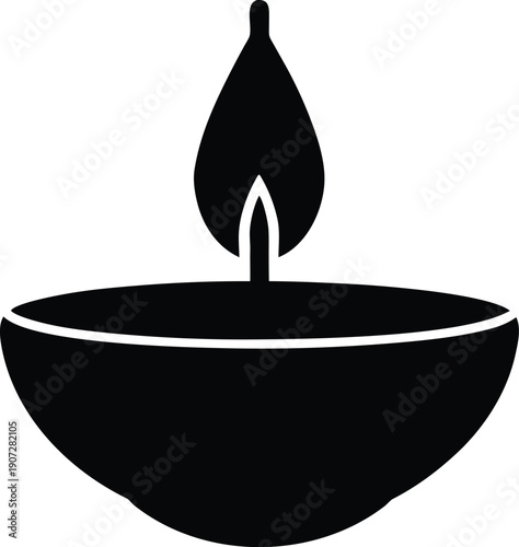 Clay Diya Simple Flat Icon Silhouette Vector Art Illustration