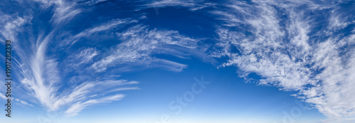 Wide Blue Sky With Wispy Clouds Over Horizon Above BC, Canada