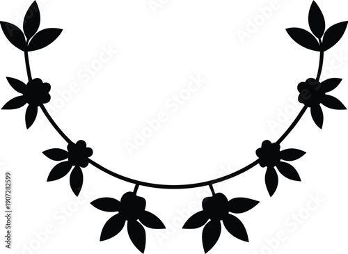 Flower Garland Flat Icon Silhouette Vector Art Illustration