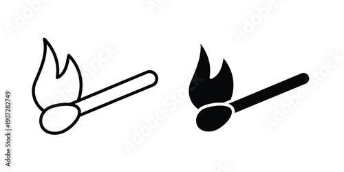 Match fire icon. Outline and flat icons collection. EPS10