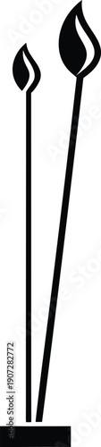 Incense Stick Agarbatti Flat Icon Silhouette Vector Art Illustration