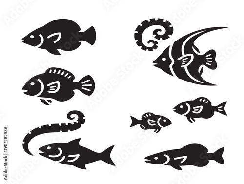 Sea life silhouette for marine biology and ocean conservation themes