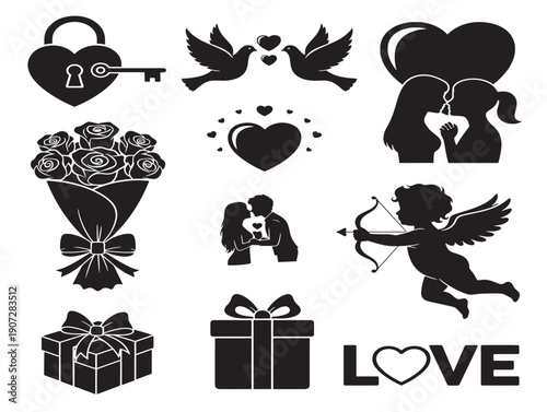 Valentine love silhouette with a beautiful and elegant couples design
