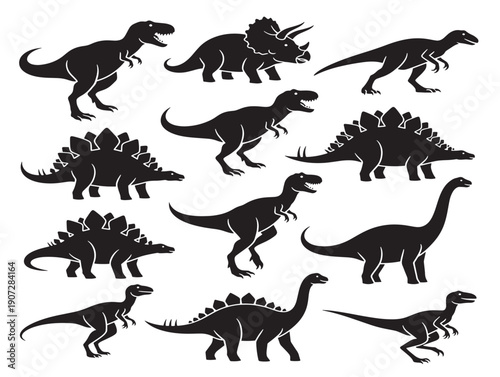 Dinosaur silhouette with a giant and impressive dinosaur skeleton