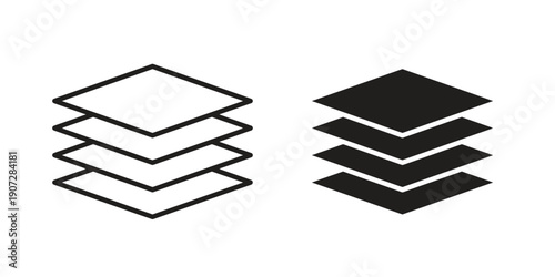 Multiple Layers icon. Outline and flat icons collection. EPS10