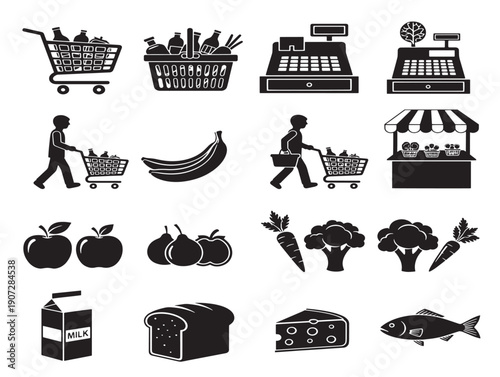 Market grocery silhouette with a fresh and vibrant design