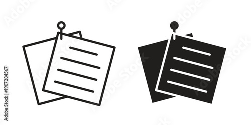 Note sticky icon. Outline and flat icons collection. EPS10