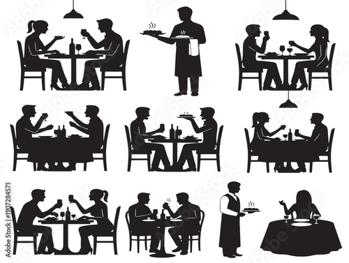 Restaurant dining silhouette with an elegant and welcoming design