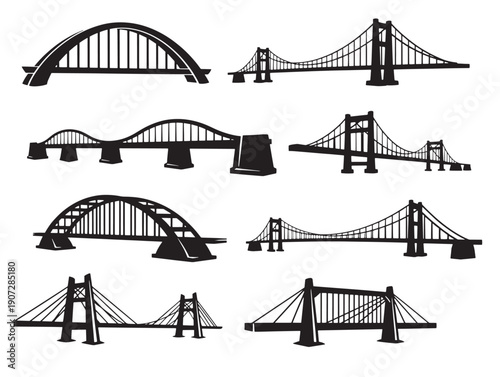 Tableau sur toile Bridge structure silhouette with an impressive and architectural design