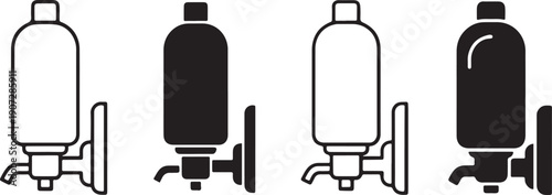 Water Dispenser and Office Cooler Machine Icon Set – Drinking Water Equipment Vector Collection for Workplace and Public Spaces