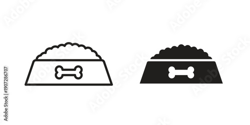Pet food bowl icon. Outline and flat icons collection. EPS10