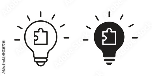 Problem solving icon. Outline and flat icons collection. EPS10