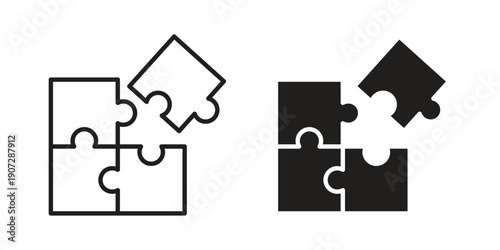 Puzzle pieces icon. Outline and flat icons collection. EPS10