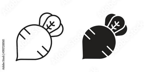 Radish icon. Outline and flat icons collection. EPS10