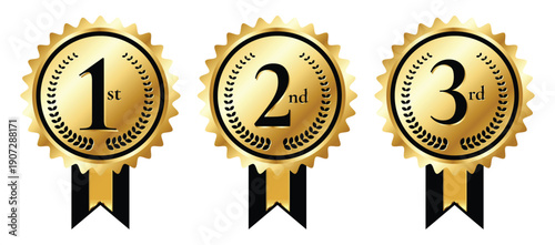 Award Winner Badges Set: 1st 2nd 3rd Place Achievement Seals for Excellence