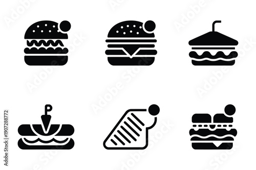 Burger and Sandwich Icons: Fast Food and Delicious Meals