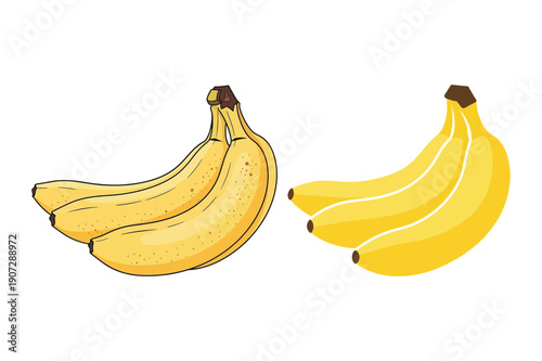Banana Bunch Icons: Yellow Fruit