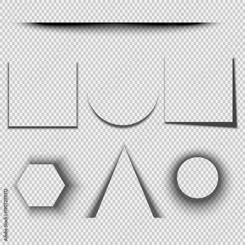 : A set of realistic shadows with soft edges. A collection of shadows with realistic blurring and layering on a transparent background. Ideal for posters, flyers, page design, and banners.