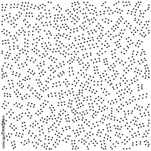 Abstract black polka dot pattern on white background, seamless vector texture for textile, wallpaper, wrapping paper, backdrop, and minimalist fashion design, EPS 10 editable format.