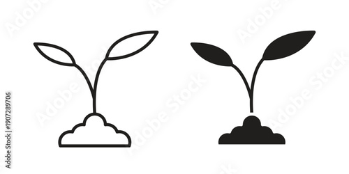 Seedling icon. Outline and flat icons collection. EPS10