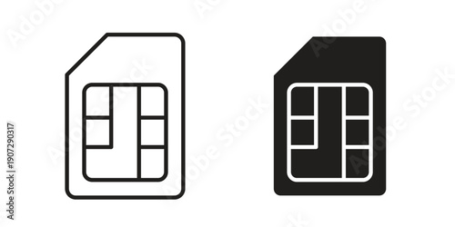 Sim card icon. Outline and flat icons collection. EPS10