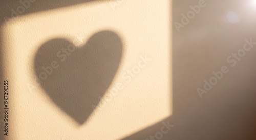 Heart Shadow on Wall, Soft Focus, Warm Lighting, Romantic Background