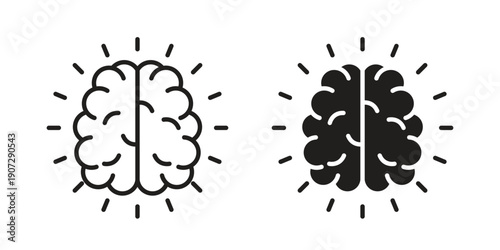 Smart mind icon. Outline and flat icons collection. EPS10