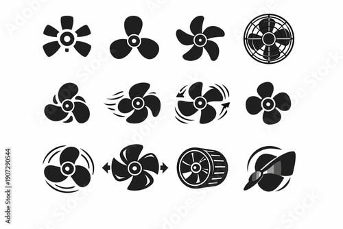 Detail unit blades enclosed vector simple icon fan rotor rotation image generation