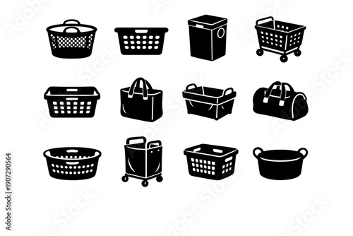 Image portable transport simple mobile design laundry generation concept vector solution basket