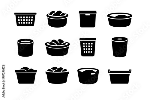 Basket shape form generation geometric vector contemporary modern hamper image icon simple