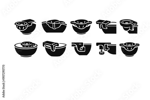 Assisted bowl vector separator image attachment stable generation simple tool icon set