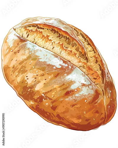 loaf of bread isolated on white