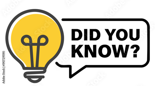 Yellow lightbulb with did you know text yellow circle black text white background