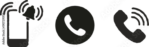 Three distinct icons represent phone communication and alerts.