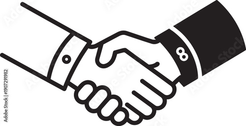 Professional handshake icon between two business partners symbolizing agreement and cooperation
