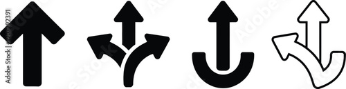 minimalist black arrow icon set for ui navigation and directional wayfinding