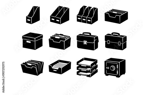 Concept item generation image construction vector icon set office reliability accessory dependable
