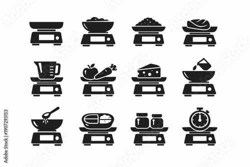Icon ingredient solution routine vector symbols smooth flow kitchen image process generation