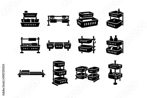 Layout geometry designs vector icon modular aligned adjustable icons storage bathroom