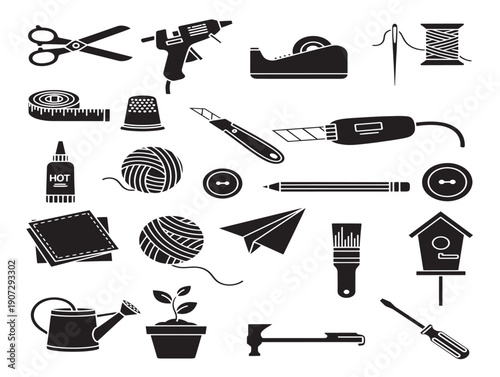 Craft DIY silhouette icons for artistic construction and personalized making concepts