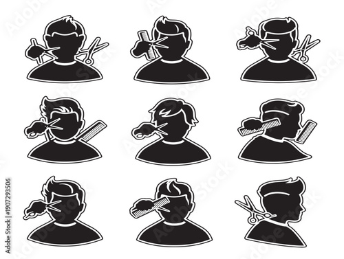 Barbershop haircut silhouette with a classic and clean grooming design