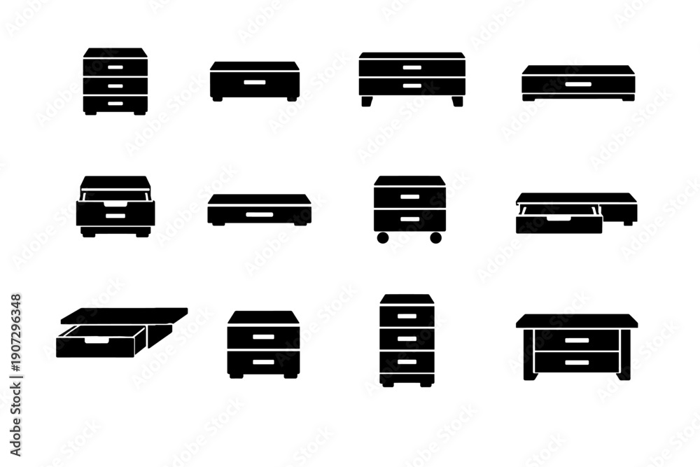 Obraz premium Minimal drawer design geometry icons vector generation efficient compact icon simple desk